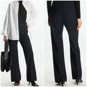 NWT COS Classic Slim-Fit Bootcut Wool Trousers Dress Trouser Pants Black Sz 4
